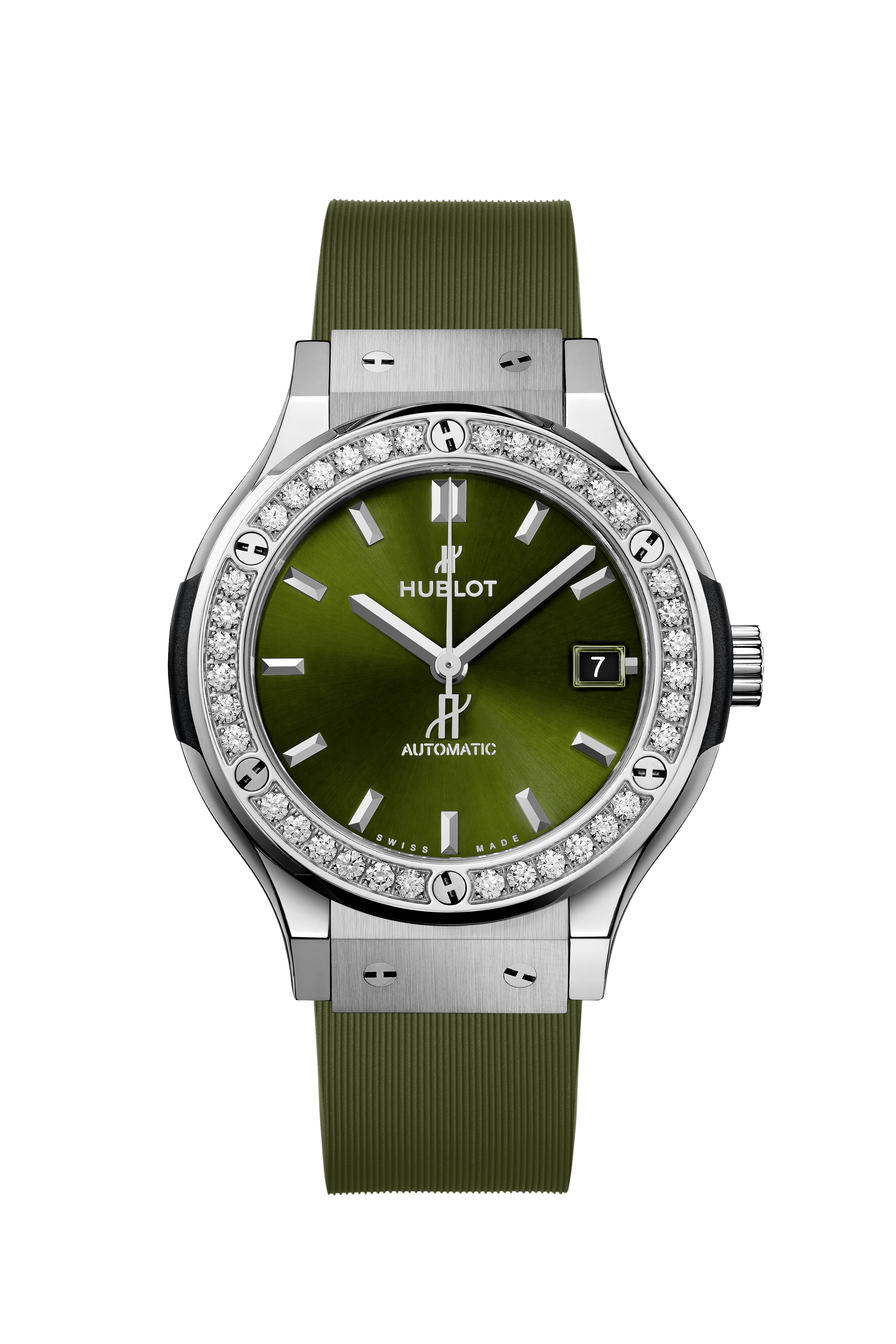 Classic Fusion Titanium Green Diamonds 38 mm