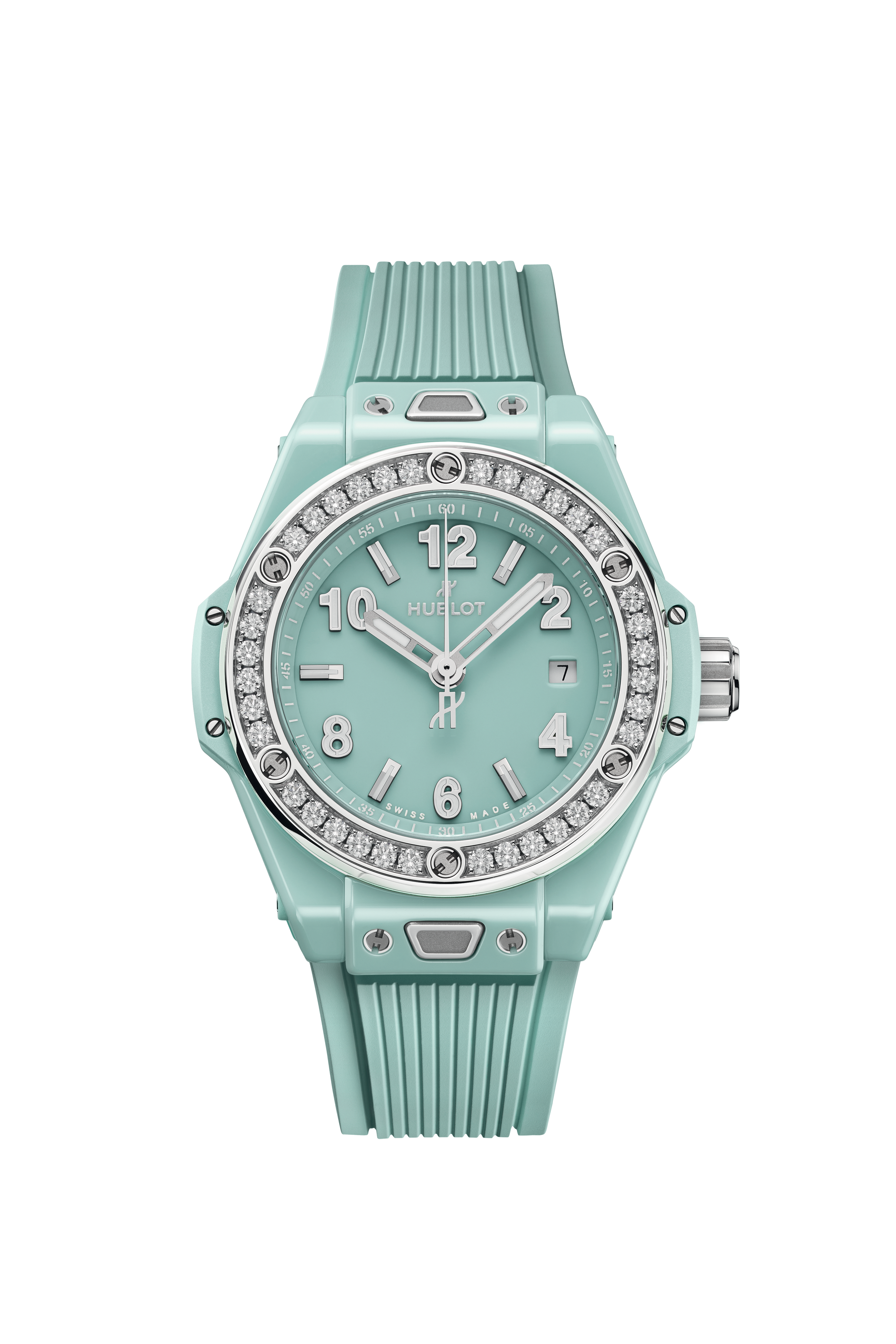 Big Bang One Click Mint Green Ceramic Diamonds 33 mm