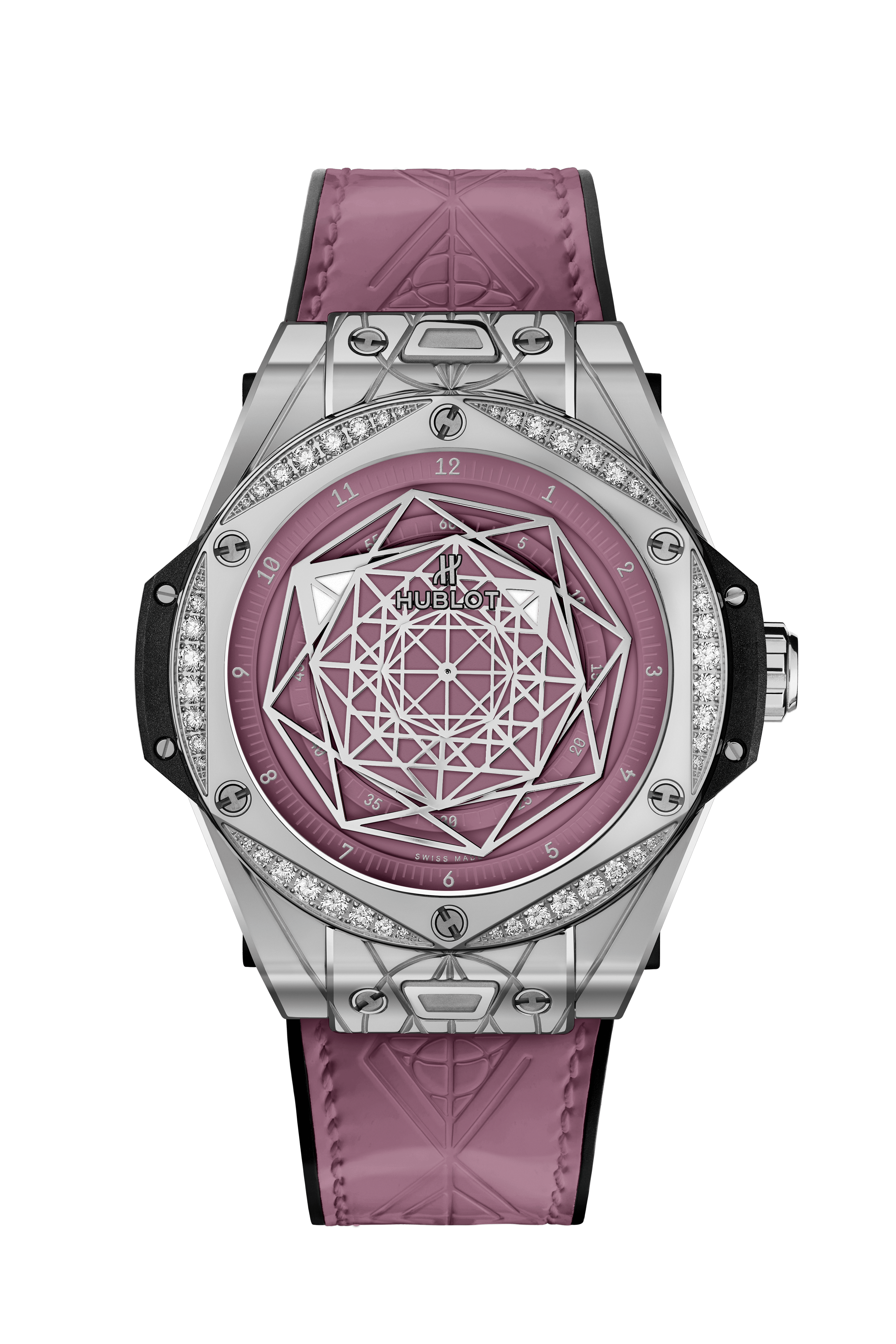 Big Bang One Click Sang Bleu Steel Pink Diamonds 39 Mm