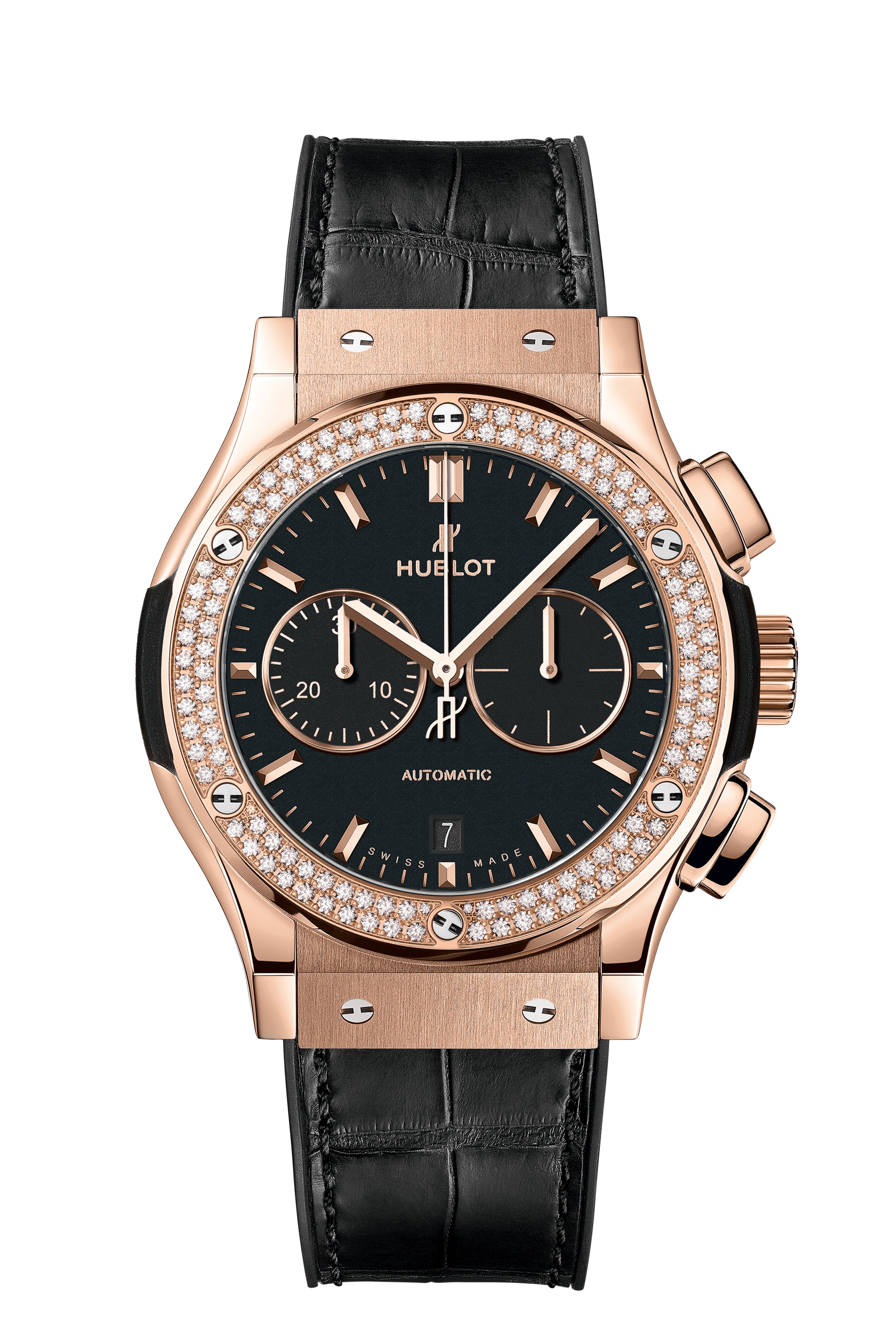 Bust down 18K Gold Hublot Classic Fusion Chronograph Men's Diamond Watch