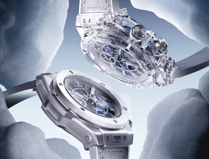 Hublot サファイアクリスタルのケース　ビッグバンウニコサファイアの箱 ウブロ、冬の精神を宿した2つの時計を発表： 「ビッグ・バン ウニコ