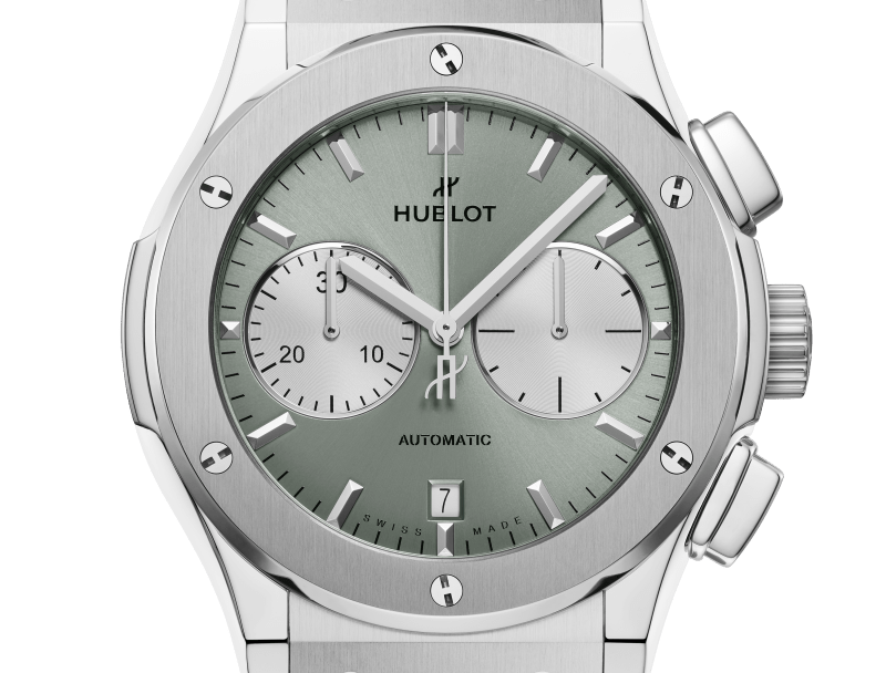 しんぼるぐ Classic Fusion Chronograph Titanium Sage Green 45 mm | Hublot