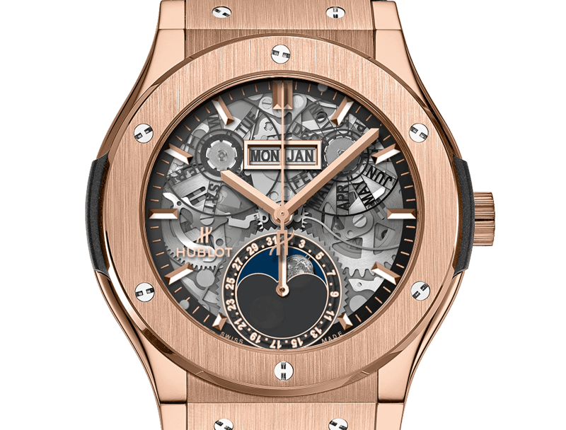 Bust down 18K Gold Hublot Classic Fusion Chronograph Men's Diamond Watch