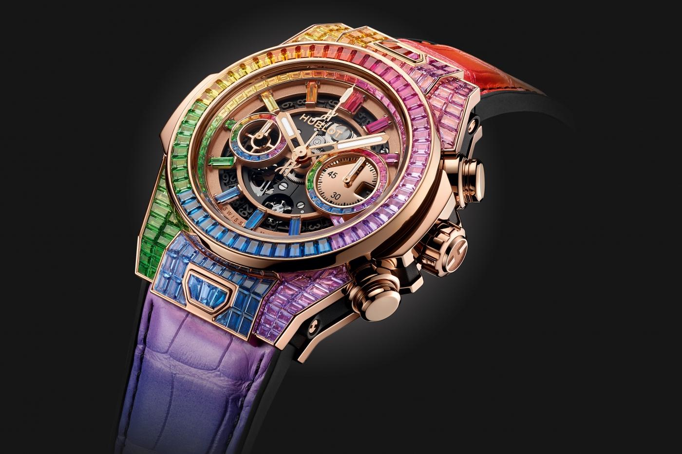 Big Bang Unico Full Baguette King Gold Rainbow Hublot