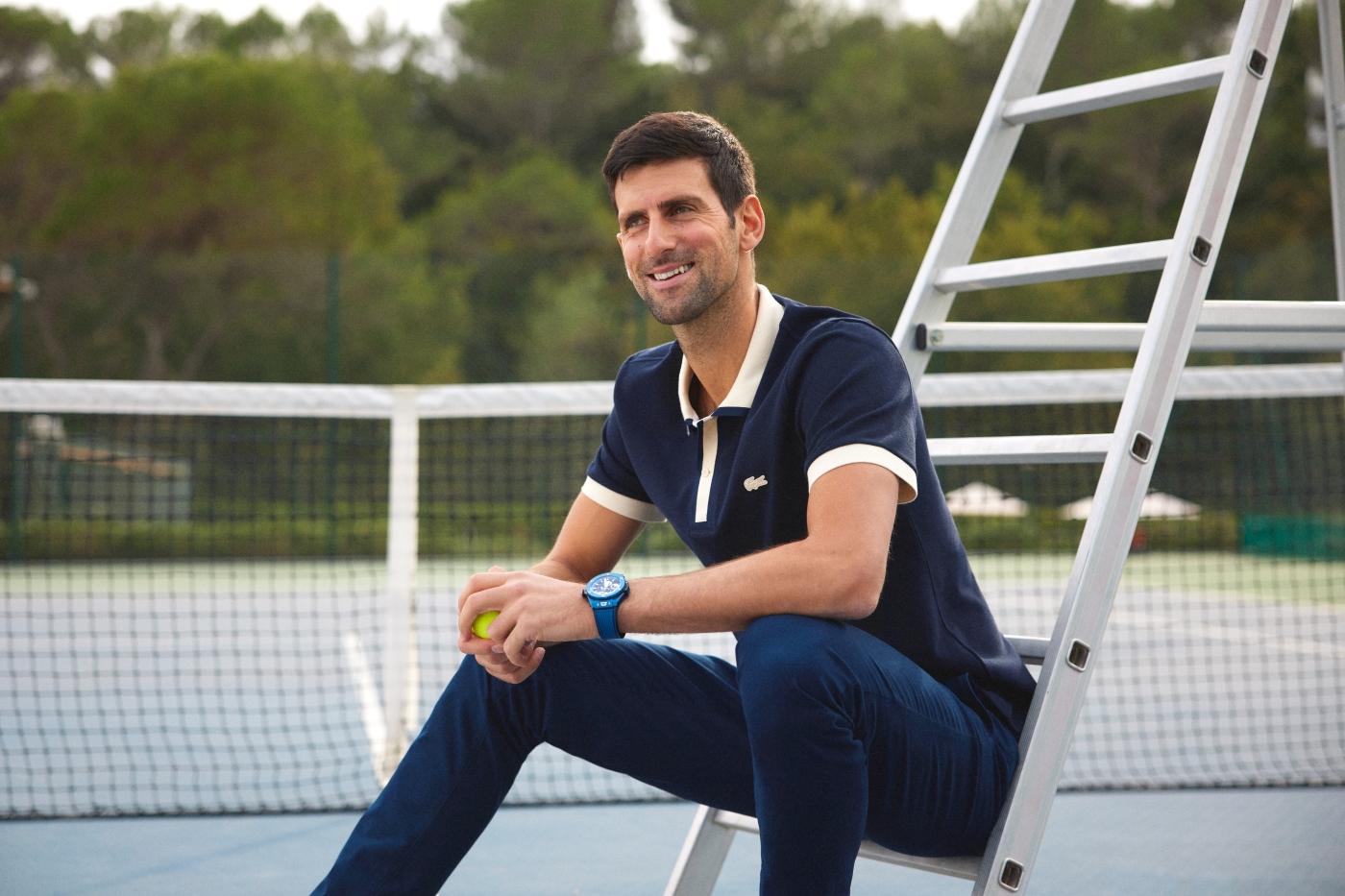 Novak Djokovic wearing the Big Bang Meca-10 Blue Ceramic