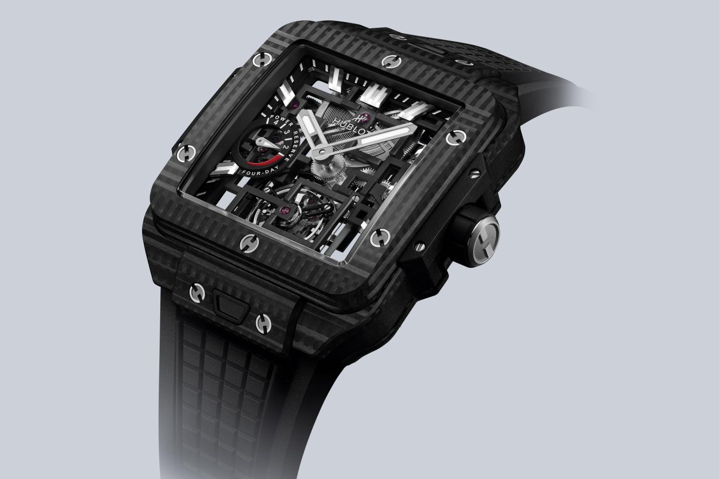 時計 hublot Square Bang Tourbillon 4-Day power Reserve 3D Carbon 42 mm