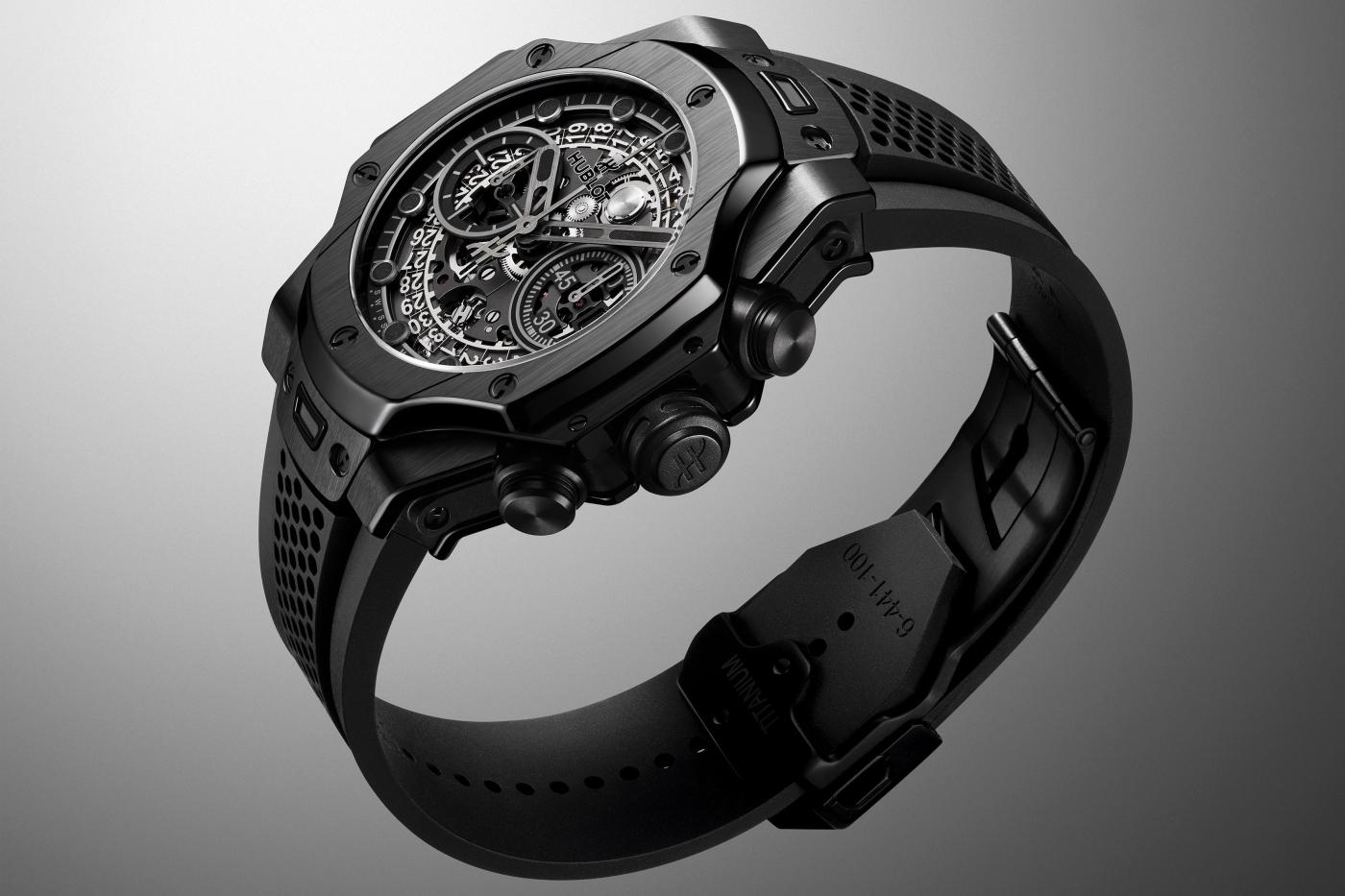 美品 HUBLOT ウブロ カフリンクス サークル ロゴ シルバー ブラック. Big Bang Unico SR_A By Samuel Ross All Black 42 mm | Hublot