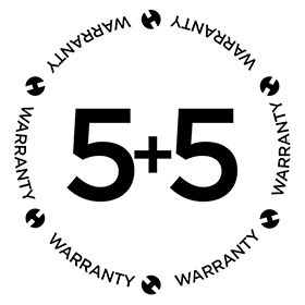 5+5 warranty logo