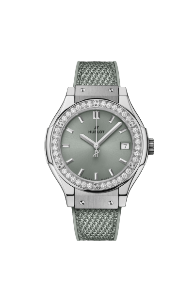 Classic Fusion Titanium Sage Green Diamonds 33 mm
