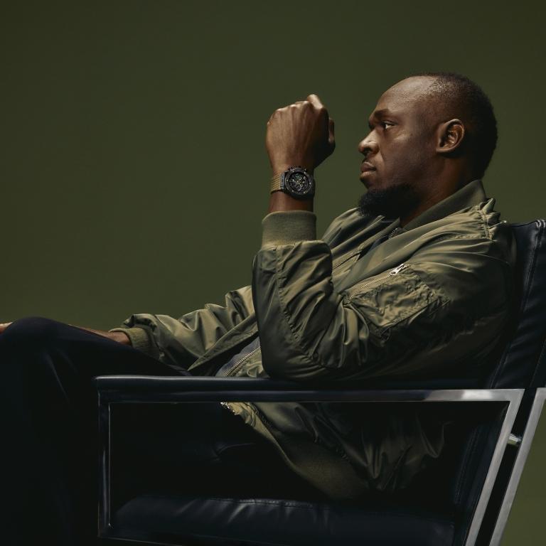 Hublot Ambassador Usain Bolt wearing the Big Bang Reloaded Usain Bolt